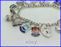 Vintage 1961 English Sterling Silver Charm Bracelet + 18 Charms