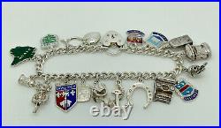 Vintage 1961 English Sterling Silver Charm Bracelet + 18 Charms