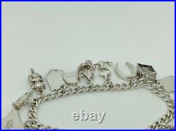 Vintage 1961 English Sterling Silver Charm Bracelet + 18 Charms