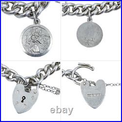Vintage 1973 sterling silver charm bracelet, 11 charms and heart padlock, bear