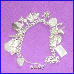 Vintage 1976 Fully Hallmarked Sterling Silver Heart Padlock Charm Bracelet