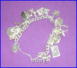 Vintage 1976 Fully Hallmarked Sterling Silver Heart Padlock Charm Bracelet