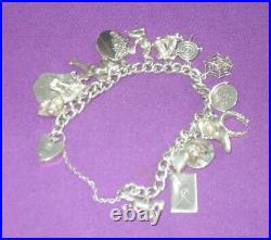 Vintage 1976 Fully Hallmarked Sterling Silver Heart Padlock Charm Bracelet