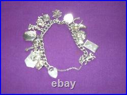 Vintage 1976 Fully Hallmarked Sterling Silver Heart Padlock Charm Bracelet