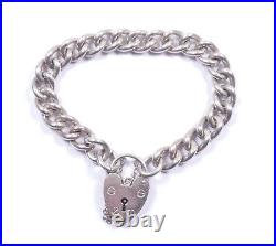 Vintage 1977 Chunky Charm Bracelet & Heart Padlock 925 Sterling Silver 1cm Links