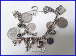 Vintage 1979 Silver Charm Bracelet with 15 Charms