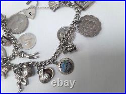 Vintage 1979 Silver Charm Bracelet with 15 Charms