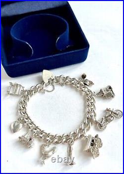 Vintage (1980s) Sterling Silver Charm Bracelet With Superb Opening Charms (70g)