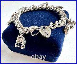 Vintage (1980s) Sterling Silver Charm Bracelet With Superb Opening Charms (70g)