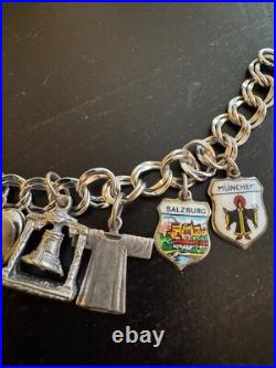 Vintage 6 1/2 Sterling Silver Charm Bracelet 23 g Salzburg, Luxembourg, Munchen Vintage 6 1/2 Sterling Silver Charm Bracelet 23 g Salzburg, Luxembourg, Munchen