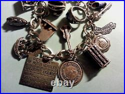 Vintage 60-70's Sterling Silver Charm Bracelet & 18 Charms 58.7gr, 7.75 Loaded