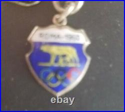 Vintage 800 Silver European City Tour Enamel Shield Crest 12 Charm Bracelet 1960