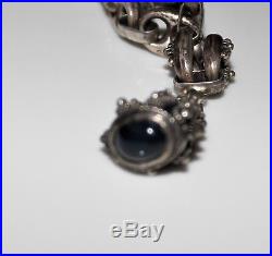 Vintage 800 Silver Peruzzi ETRUSCAN Charm Bracelet Coral Turquoise, 8