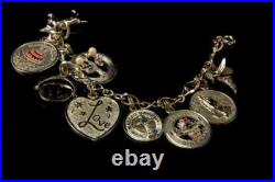 Vintage 9 Charms Dog Fairy Heard Prey Happy Birthday Sterling Bracelet Mr Vintage 9 Charms Dog Fairy Heard Prey Happy Birthday Sterling Bracelet Mr