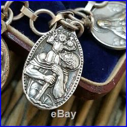 Vintage 925 Silver Bracelet, Silver & Metal Religious Charms, Lourdes, Tschudin