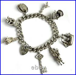 Vintage 925 Silver Charm Bracelet / Opening Charms / Birmingham 1973 64 Gram