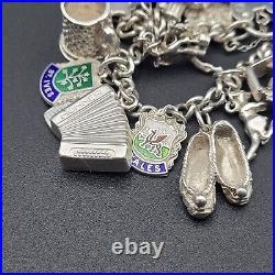 Vintage 925 Sterling Silver Charm Bracelet Heart Padlock 20 Charms London 1978