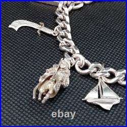 Vintage 925 Sterling Silver Charm Bracelet With 8 Silver Charms Vintage 925 Sterling Silver Charm Bracelet With 8 Silver Charms