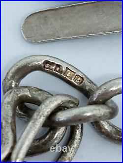 Vintage Antique 925 Sterling Silver Charm Bracelet 19cm
