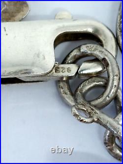 Vintage Antique 925 Sterling Silver Charm Bracelet 19cm