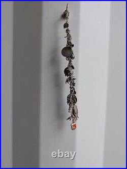 Vintage Antique Charm Bracelet Chain 925 Sterling Silver 36 Charms 18cm Long