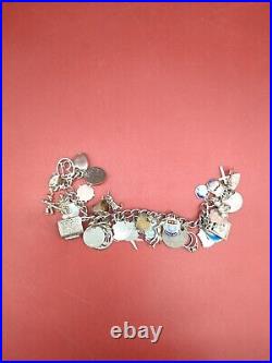 Vintage Antique Silver Charm Bracelet