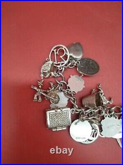 Vintage Antique Silver Charm Bracelet