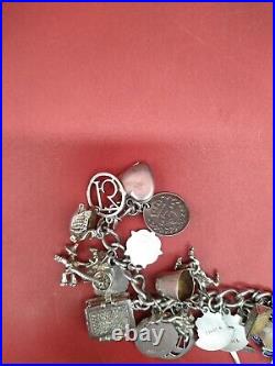 Vintage Antique Silver Charm Bracelet