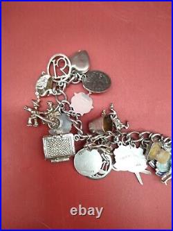 Vintage Antique Silver Charm Bracelet