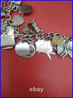 Vintage Antique Silver Charm Bracelet