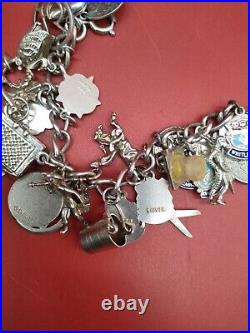 Vintage Antique Silver Charm Bracelet