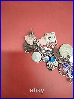 Vintage Antique Silver Charm Bracelet