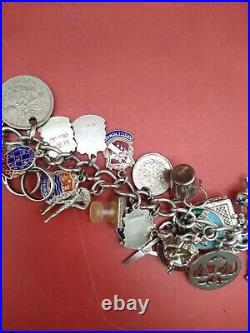 Vintage Antique Silver Charm Bracelet