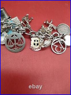 Vintage Antique Silver Charm Bracelet