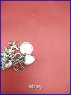 Vintage Antique Silver Charm Bracelet