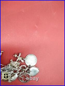 Vintage Antique Silver Charm Bracelet