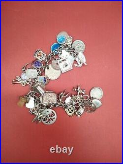 Vintage Antique Silver Charm Bracelet