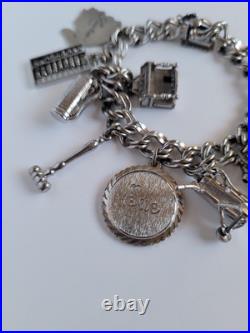 Vintage Beau Sterling Silver Charm Bracelet with 11 Charms Personalized Abacus