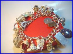 Vintage Big Solid Silver 24 Charm Bracelet Unique & Heavy 7.2 Investment