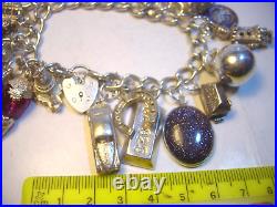 Vintage Big Solid Silver 24 Charm Bracelet Unique & Heavy 7.2 Investment