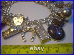 Vintage Big Solid Silver 24 Charm Bracelet Unique & Heavy 7.2 Investment