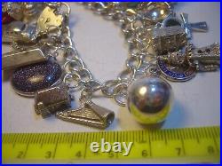 Vintage Big Solid Silver 24 Charm Bracelet Unique & Heavy 7.2 Investment