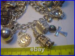 Vintage Big Solid Silver 24 Charm Bracelet Unique & Heavy 7.2 Investment