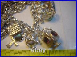 Vintage Big Solid Silver 24 Charm Bracelet Unique & Heavy 7.2 Investment