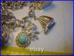 Vintage Big Solid Silver 24 Charm Bracelet Unique & Heavy 7.2 Investment