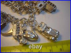 Vintage Big Solid Silver 24 Charm Bracelet Unique & Heavy 7.2 Investment