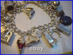 Vintage Big Solid Silver 24 Charm Bracelet Unique & Heavy 7.2 Investment