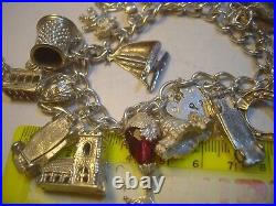 Vintage Big Solid Silver 24 Charm Bracelet Unique & Heavy 7.2 Investment