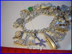 Vintage Big Solid Silver 25 Charm Bracelet So Different Heavy- 7. Investment