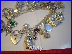 Vintage Big Solid Silver 25 Charm Bracelet So Different Heavy- 7. Investment